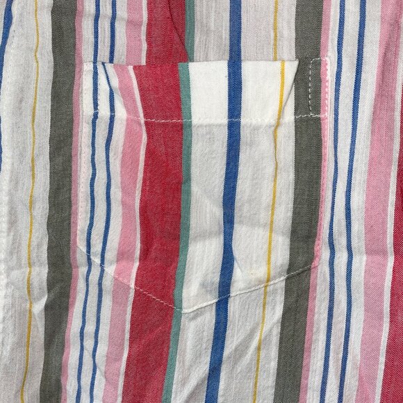 Old Navy Womens Striped Button-Down Short-Sleeve Shirt Front Pocket & Tie Hem - Picture 4 of 5